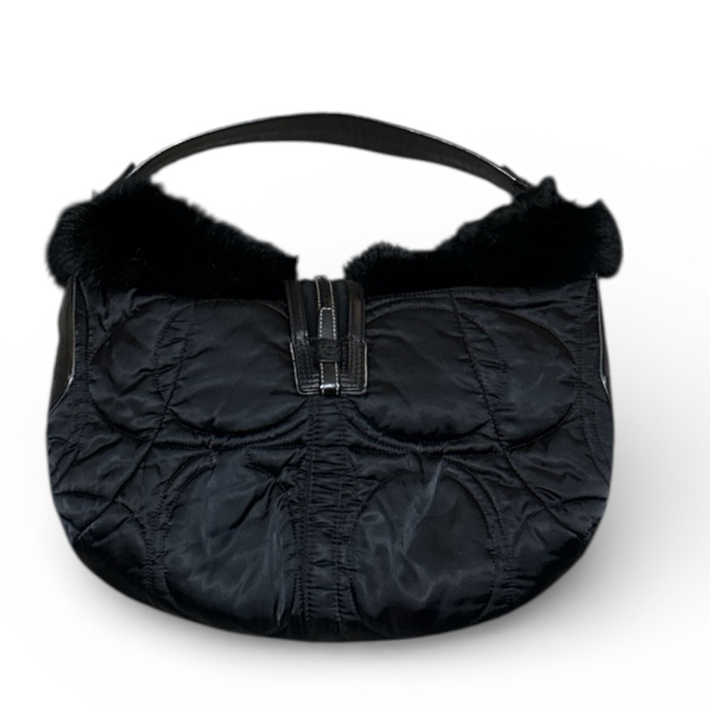 Coach Soho Black with Nylon and fur trim Great Condition - Picture 4 of 9